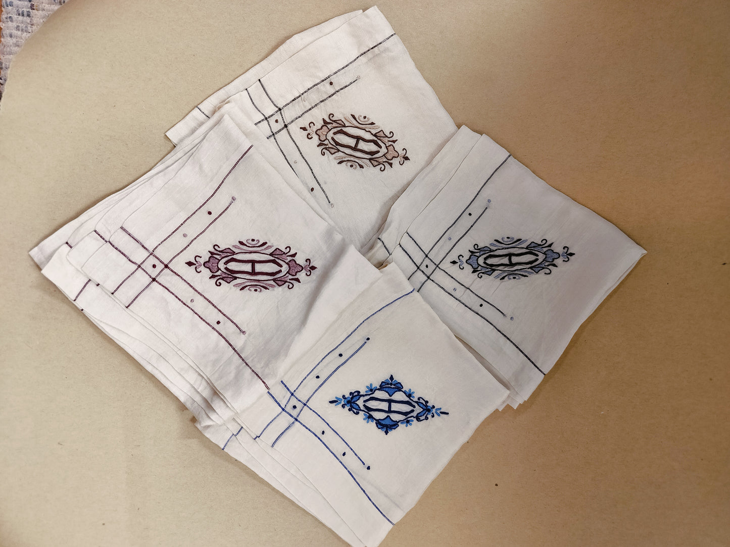 5 silk Monogrammed hankies.