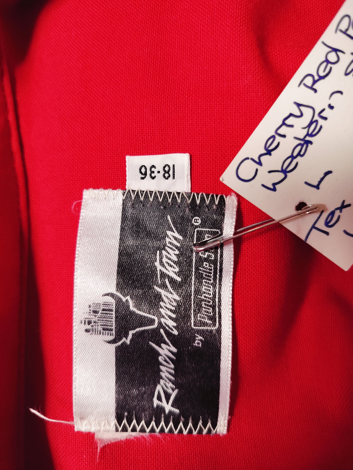 Cherry Red Pan Handle wester shirt. Size - L