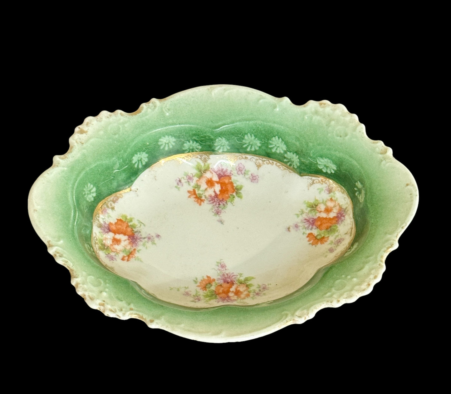 Antique Serving bowl with silver spoon