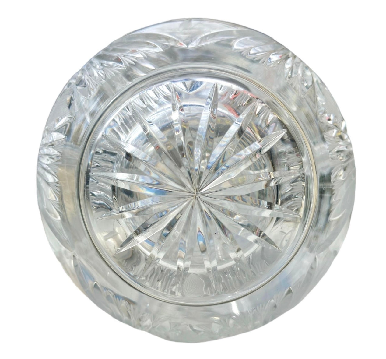 Large Hand Etched crystal vase