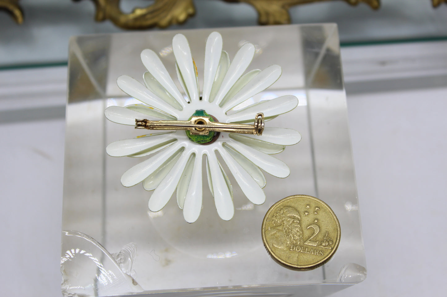 1960s USA Enamel Flower Brooch