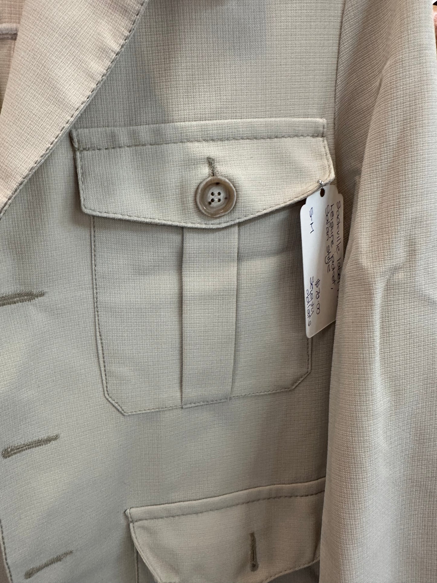 Vintage Beige Safari Jacket – Multi-Pocket – 70s Style