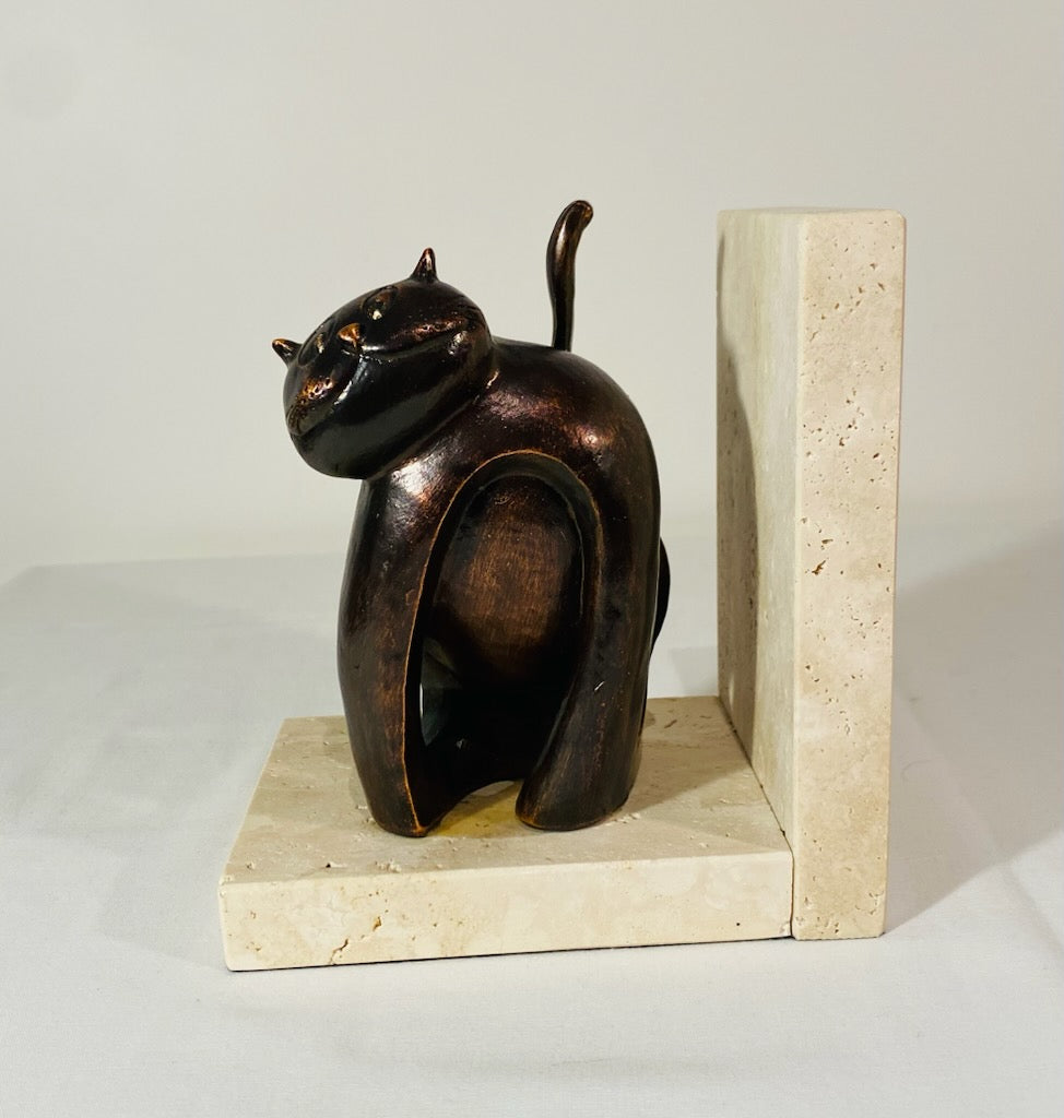 Korean Bronze Cat Bookends