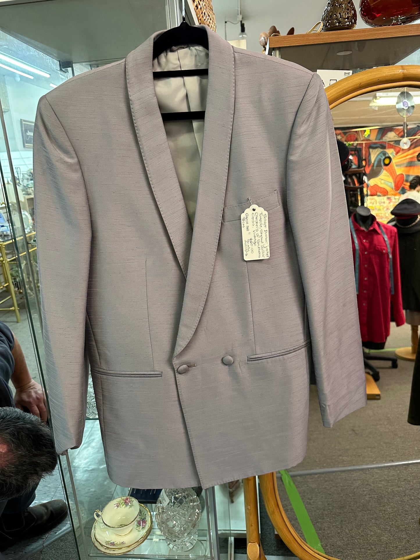 Vintage Silver Dinner Jacket – Shawl Collar – Chester’s Formal Wear – 38”