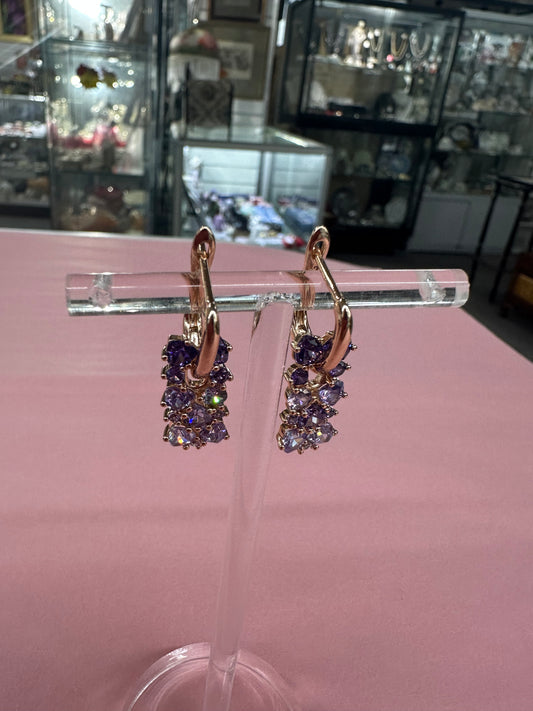 585 14k Rose Rolled Gold + Amethyst Earring