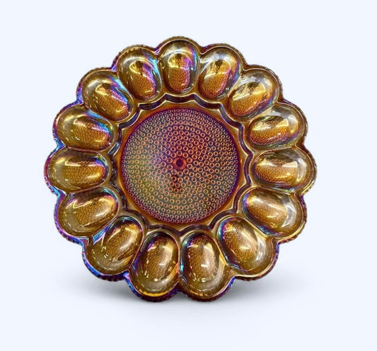 Carnival Glass Egg Platter , Indiana Glass Company , 1960-70s