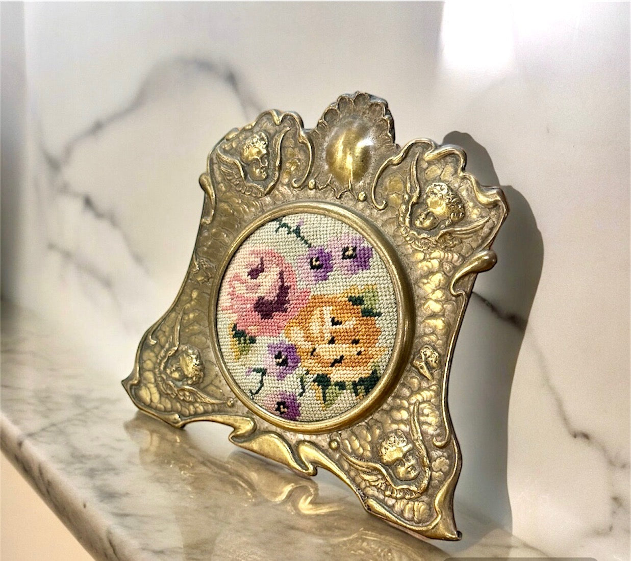 Guardian Angel Framed Petite Point