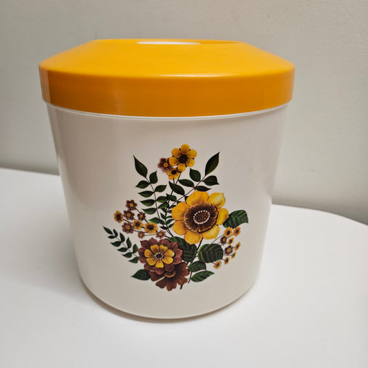 British Plastics Canister Floral/Yellow Lid
