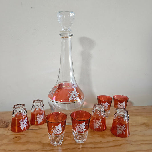 Vintage Lubiana Decanter Set ( 9 pieces)