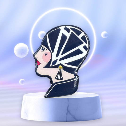 Hand Made Lady Head Brooch by Cat Walk UK