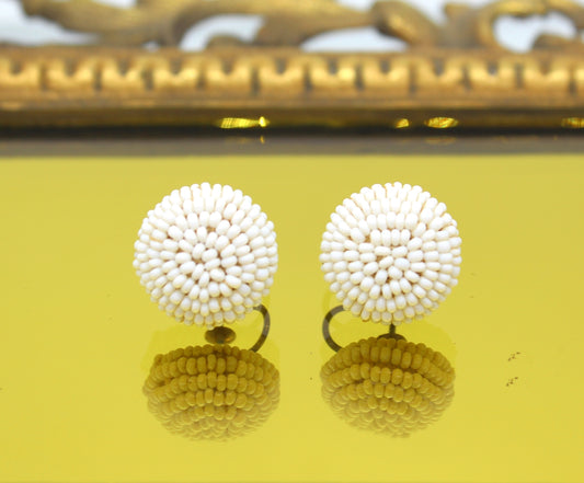 White Italian Beaded Earrings