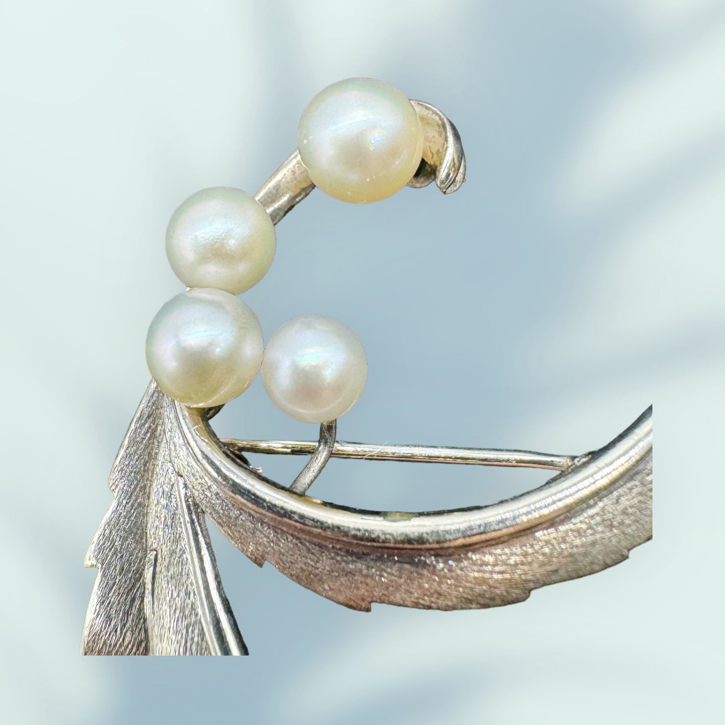 Mikimoto 1950s Sterling Silver Pearl Brooch