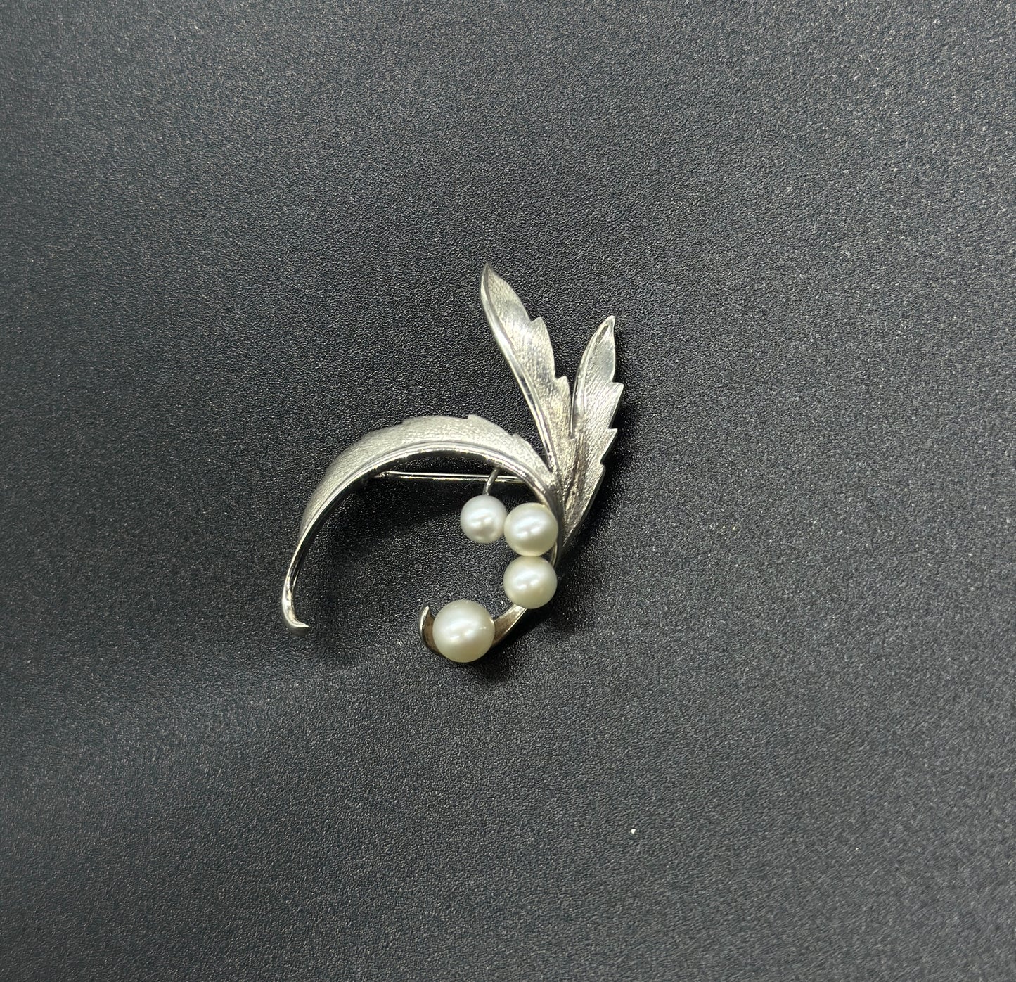Mikimoto 1950s Sterling Silver Pearl Brooch