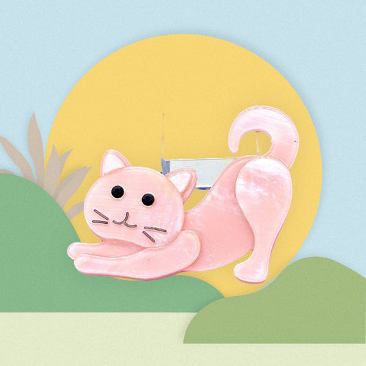 Acrylic Pink Cat Brooch
