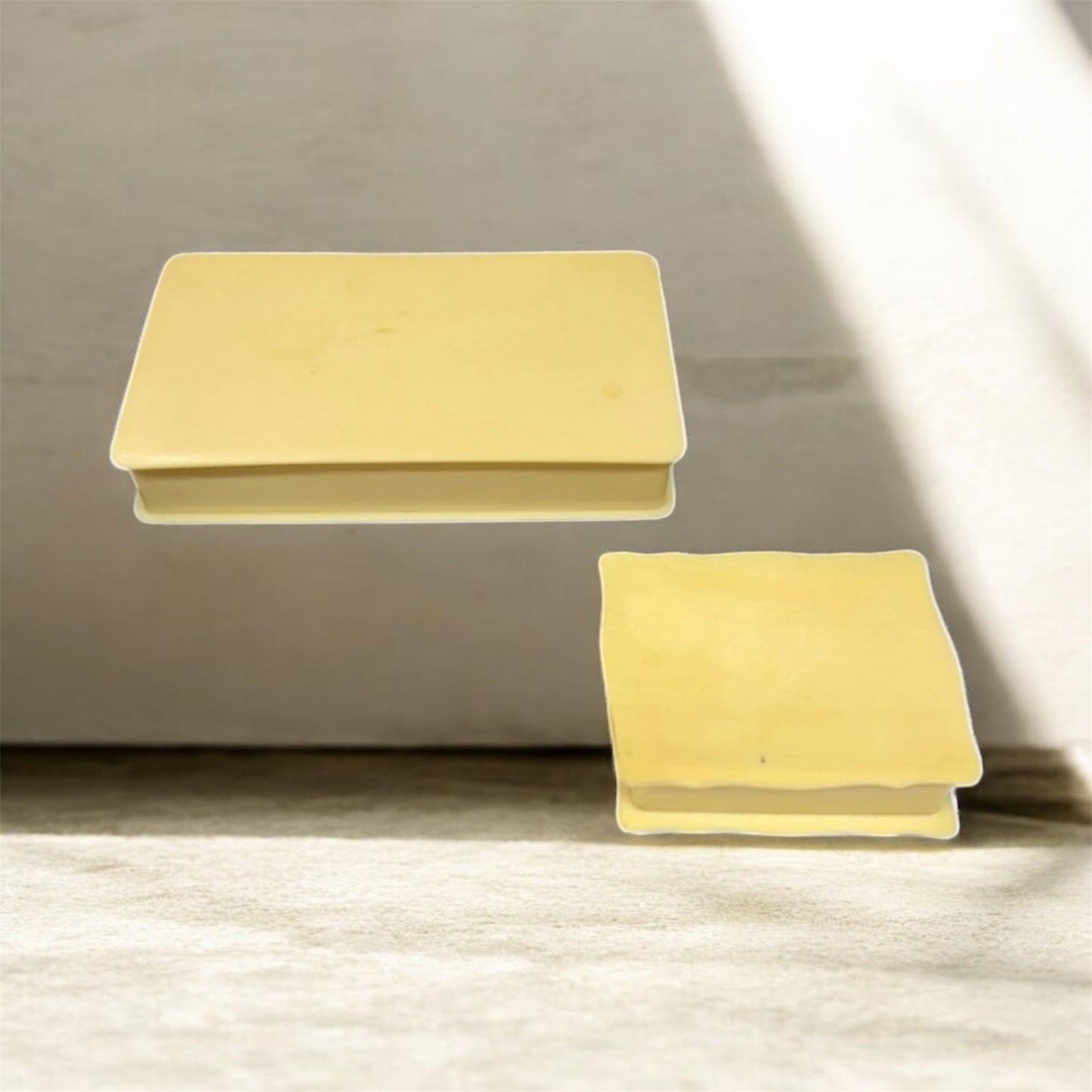 Set of 2 Vintage Celluloid Trinket Boxes – Square & Rectangular (Bakelite Era)