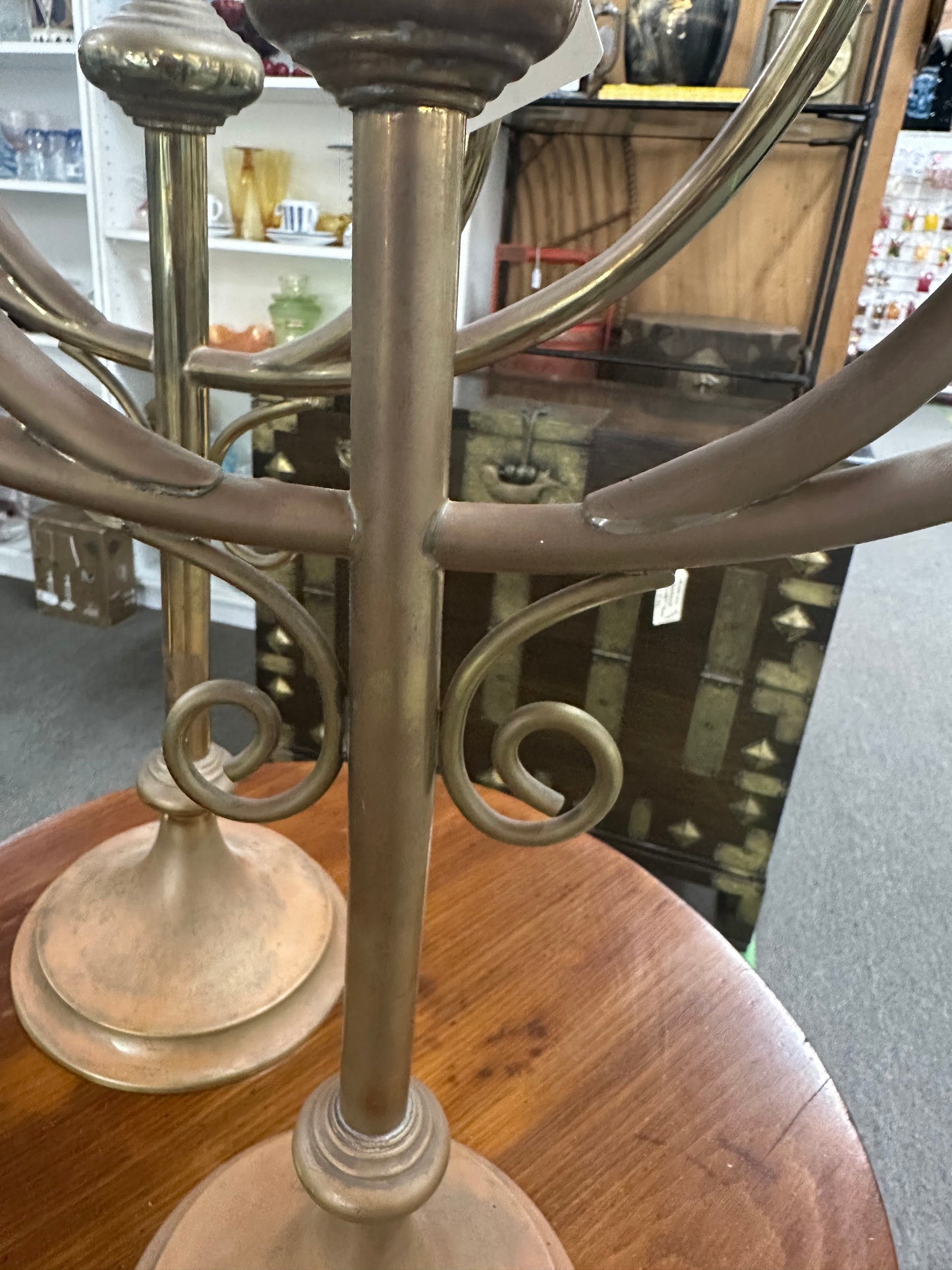 Pair Old Church Brass Candelabra