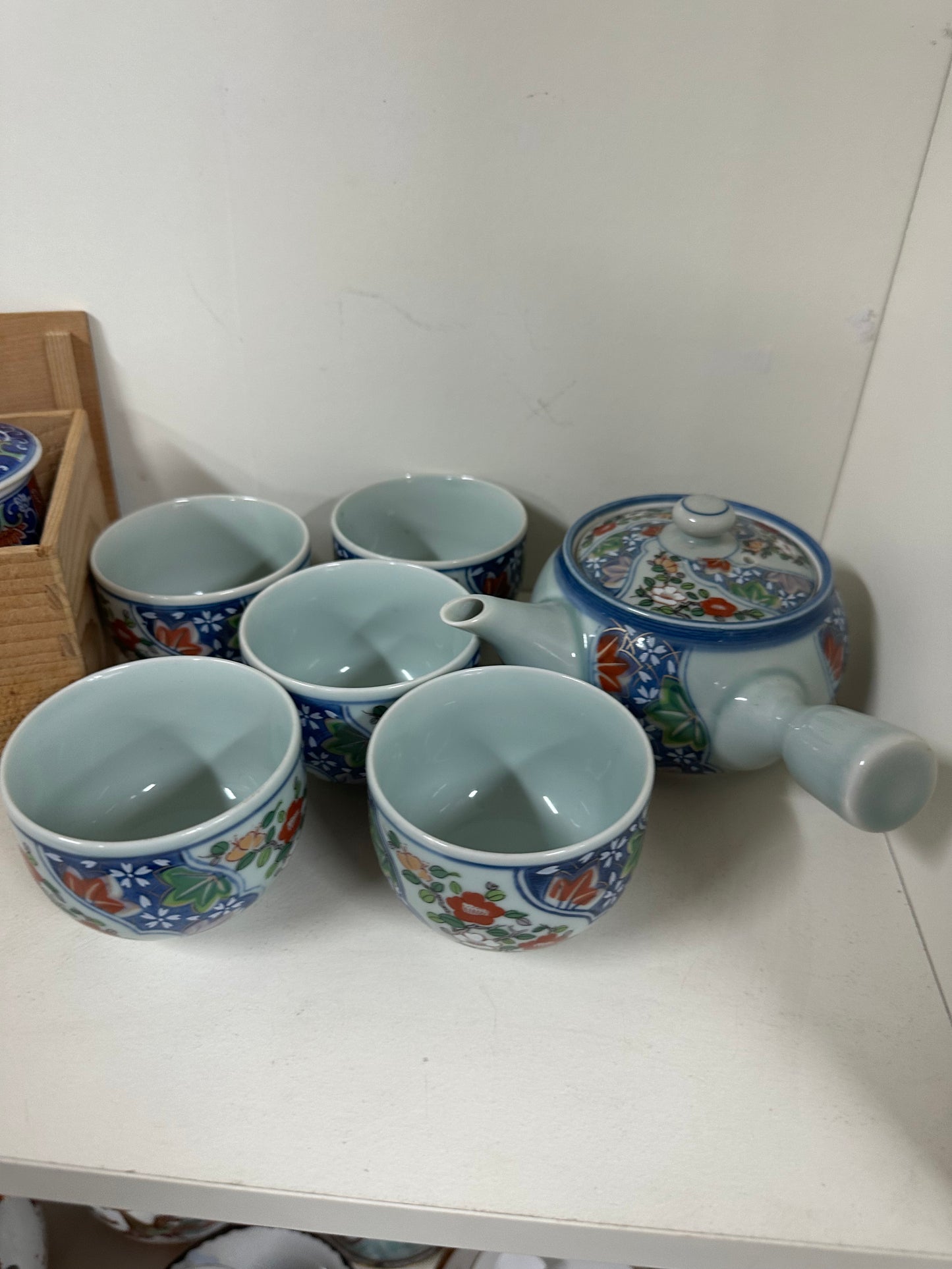 7P Vintage Japanese Japanese Kyusu Style Ceramic Tea Se