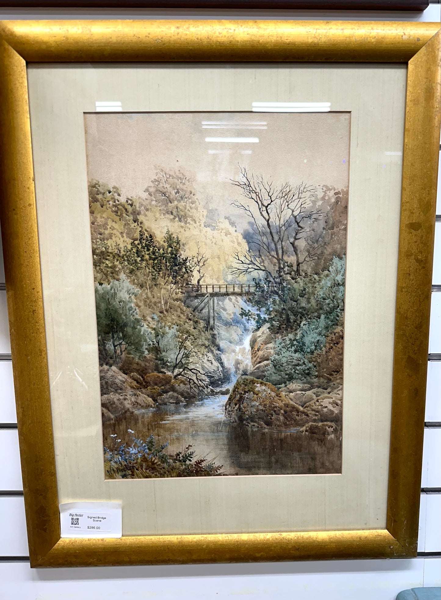 Signed Bridge Scene, 57cm x 73cm