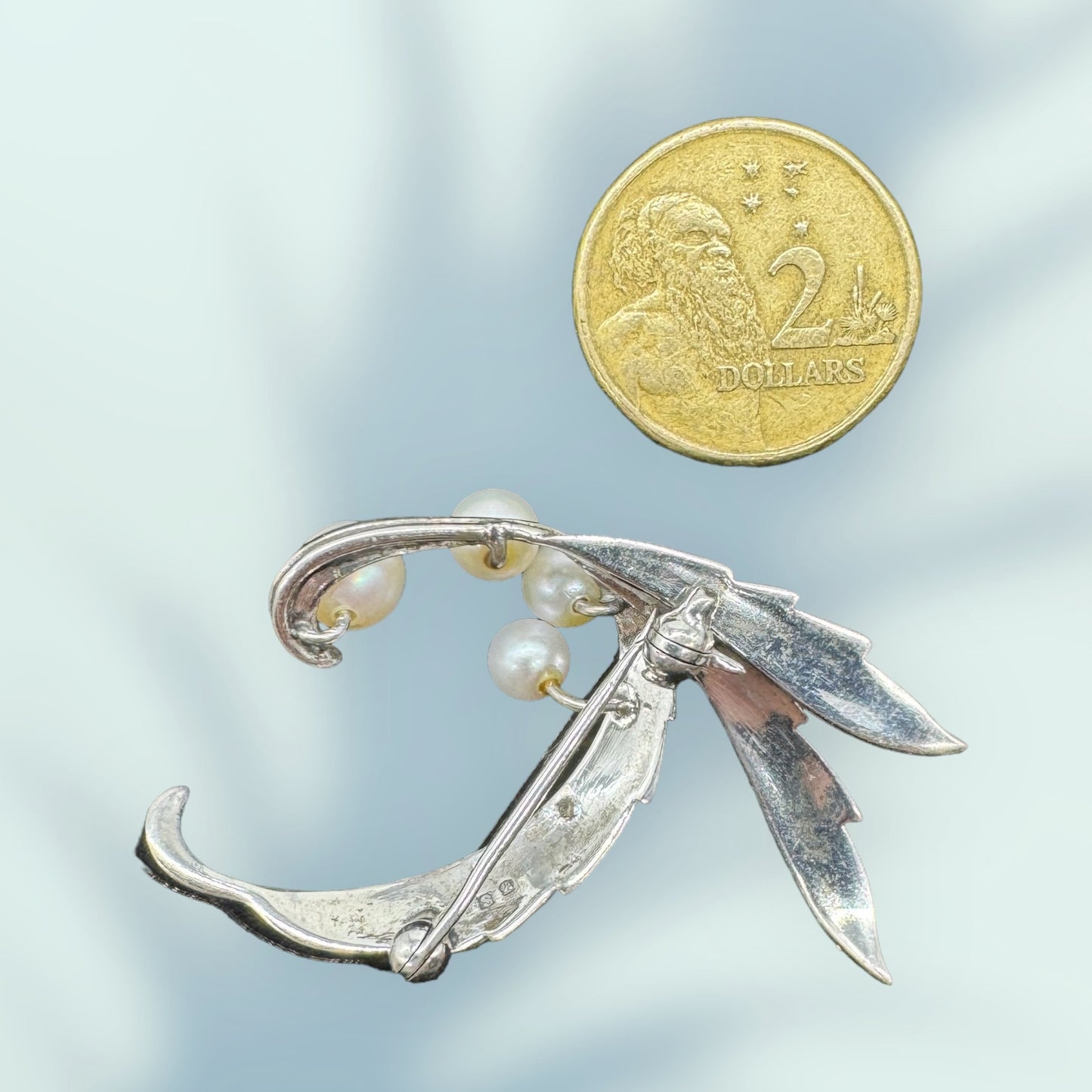 Mikimoto 1950s Sterling Silver Pearl Brooch