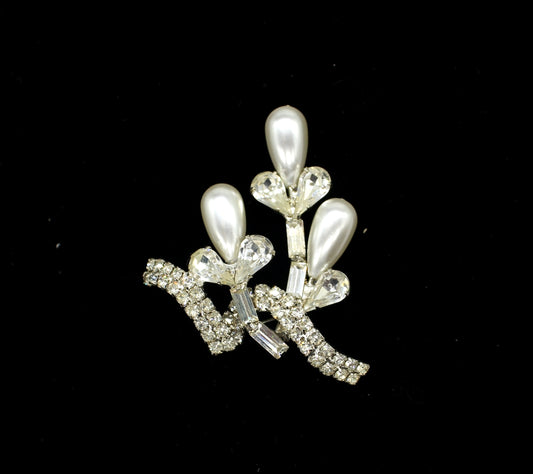 1969s USA Rhinestone + Faux Pearls