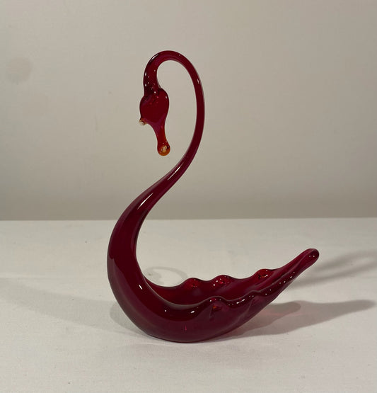 Whitefriars Ruby Red Swan Dish