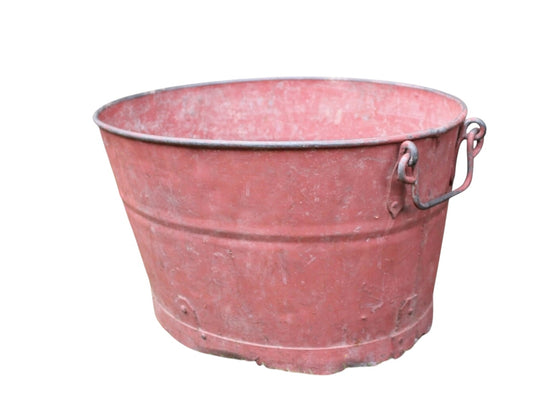 50cmL Rare Vintage Red Galvanised Tub, Planter,