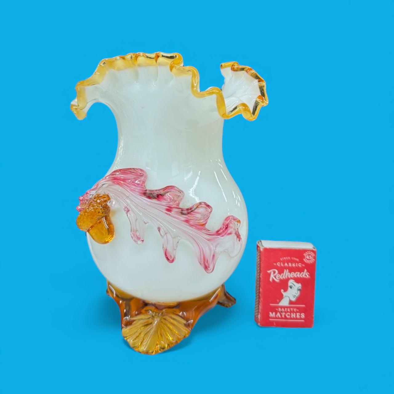 Victorian Stevens and Williams. art glass vase,uranium glass,white opal