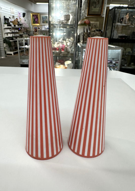 Vintage Japan Red Lined Pillar Salt and Pepper