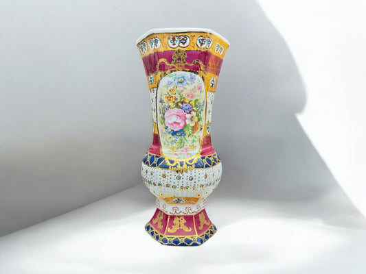 Tall 35cmH Ceramic Vase with floral Pattern