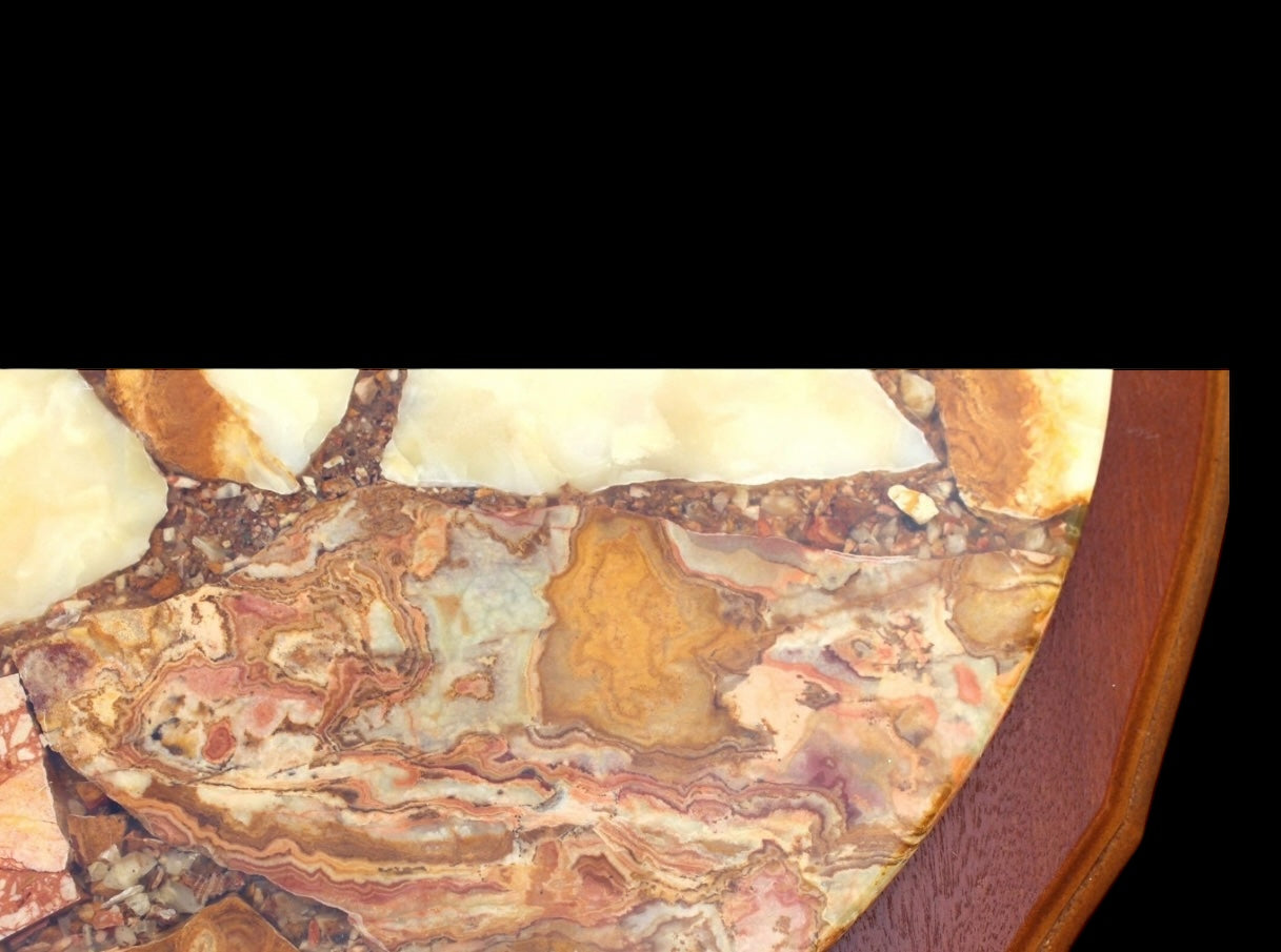 French Style Marble Onyx Wooden Coffee Table