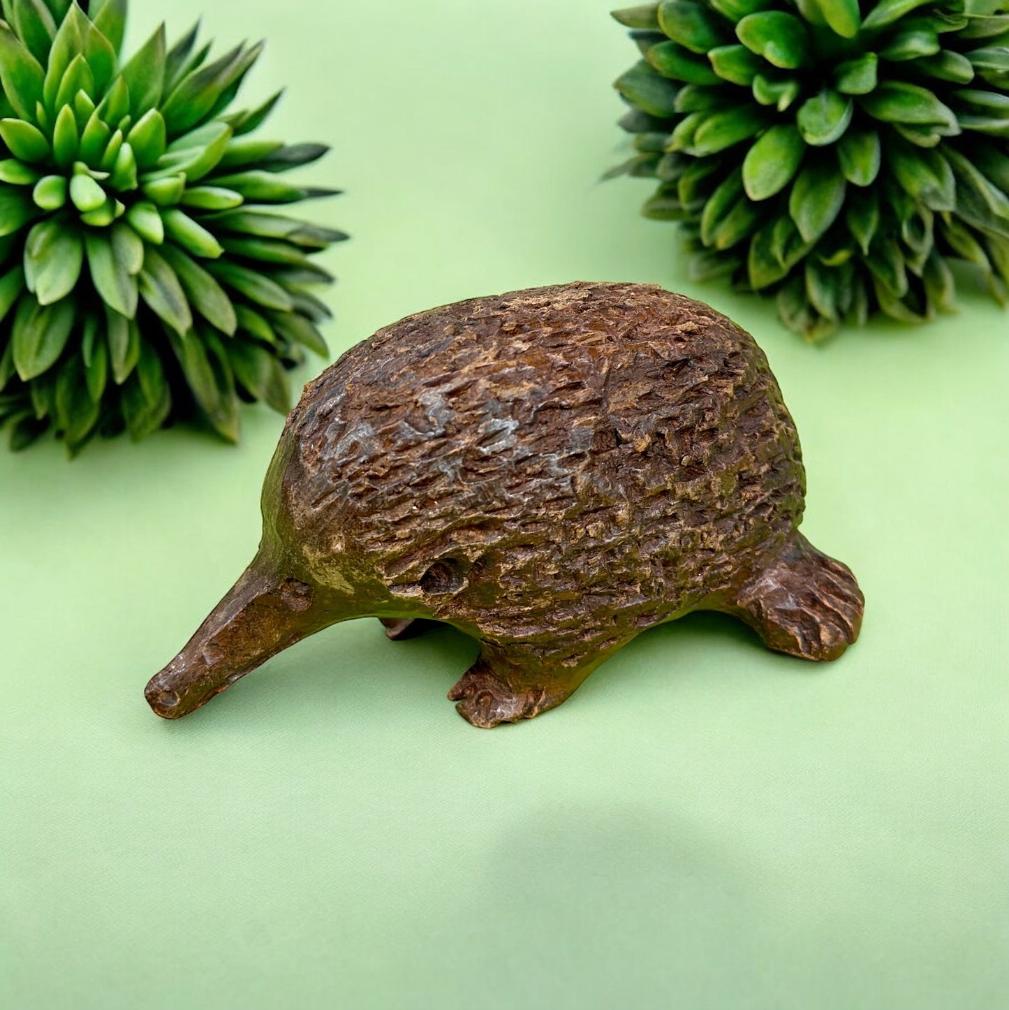 Signed Wooden Carved Echidna