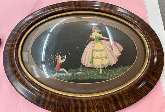 1920s MARYGOLD RARE "SPRING'S LOVE SONG" PRINT in Convex Glass Frame