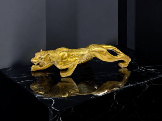 vintage leopard statue,home decor,garden decor,brass color