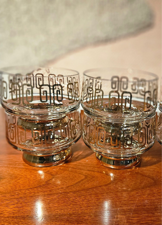 Set of 4 Greek gold motif dessert bowls