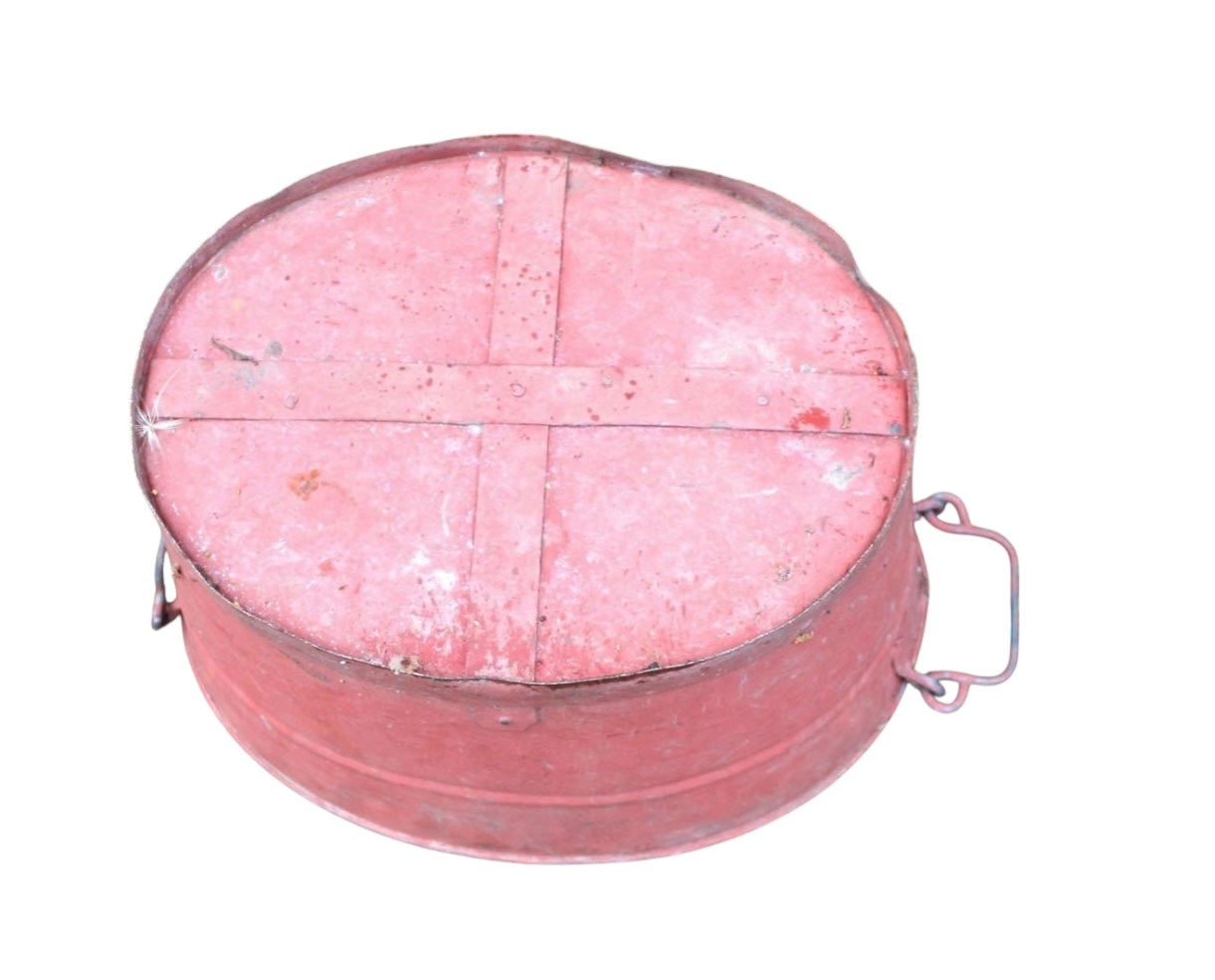50cmL Rare Vintage Red Galvanised Tub, Planter,
