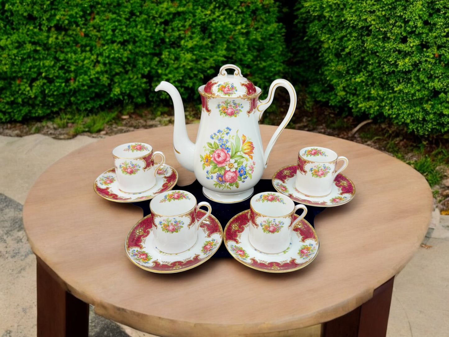 Shelley Duchess tea pot w/t  4 Cup Saucer