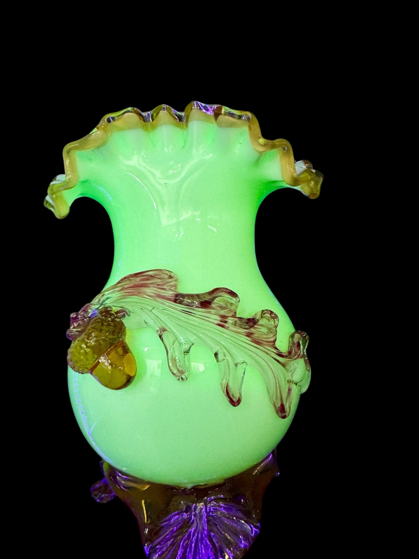 Victorian Stevens and Williams. art glass vase,uranium glass,white opal