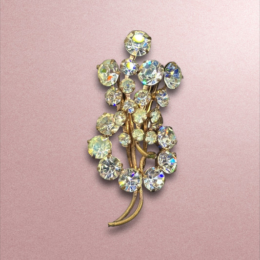 1960s Vintage Brooch Rhinestone
