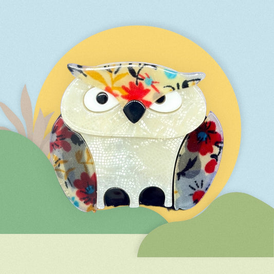 Colorful Resin Owl Brooch