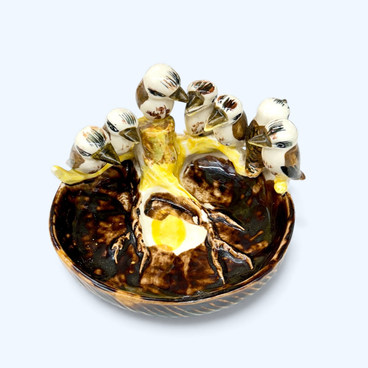 7 kookaburras dish bowl,hand made in Japan,home decor