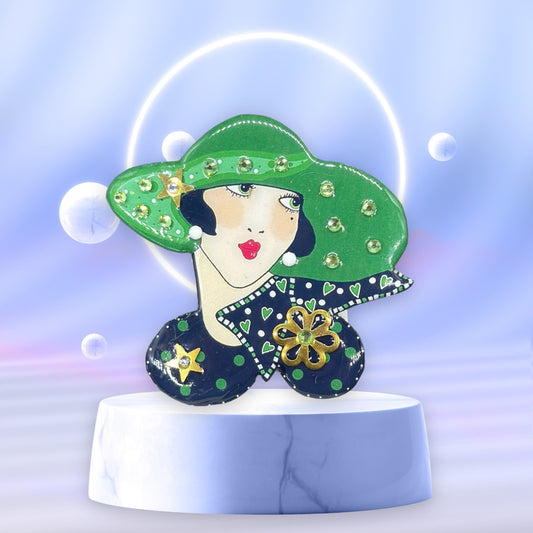 Hand Made Lady Head Brooch by Cat Walk UK