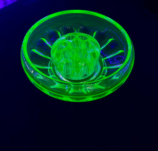 Uranium Glass Vase with Frog