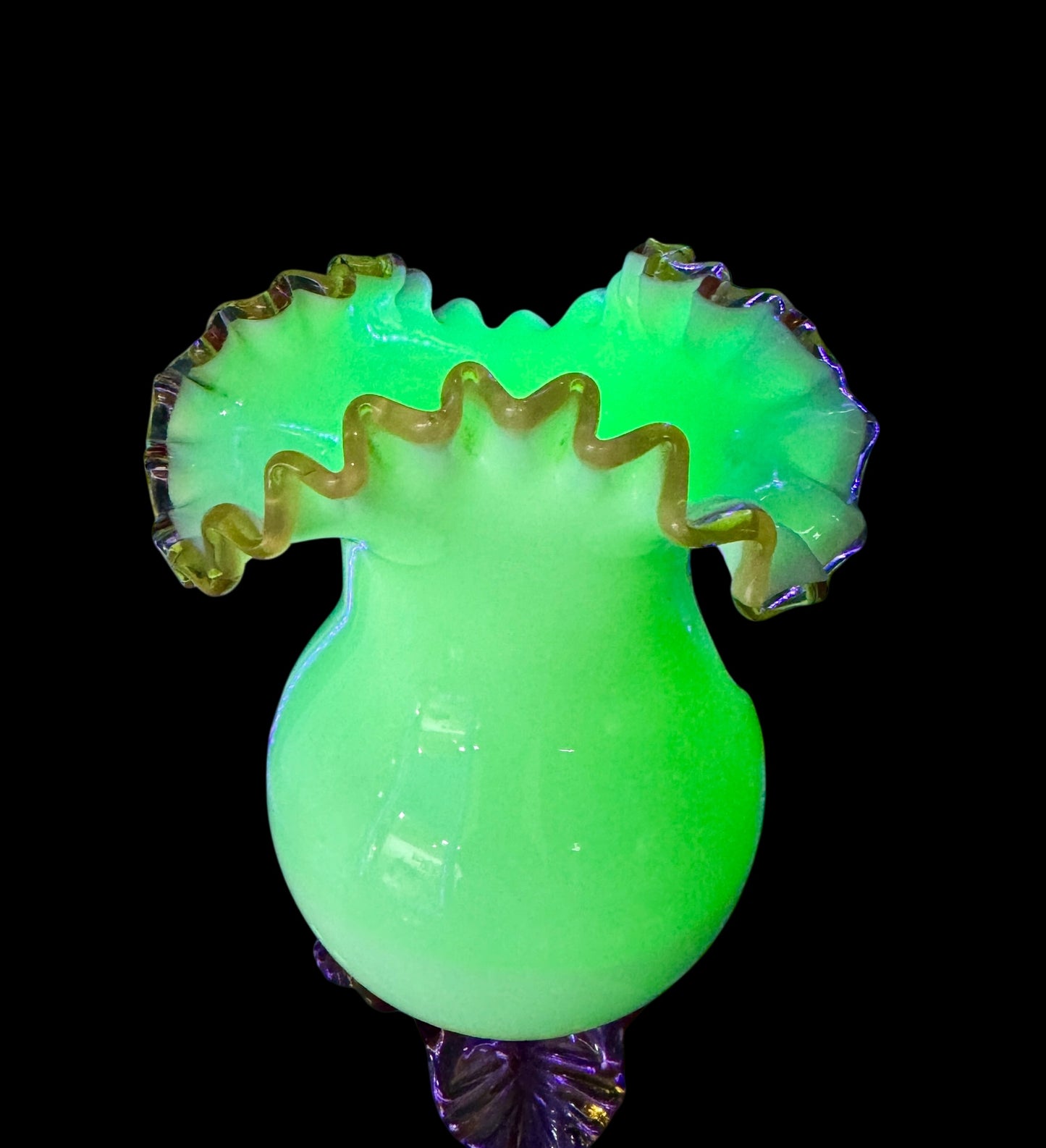 Victorian Stevens and Williams. art glass vase,uranium glass,white opal