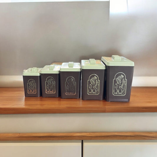 Vintage Brown Canister Set (5)