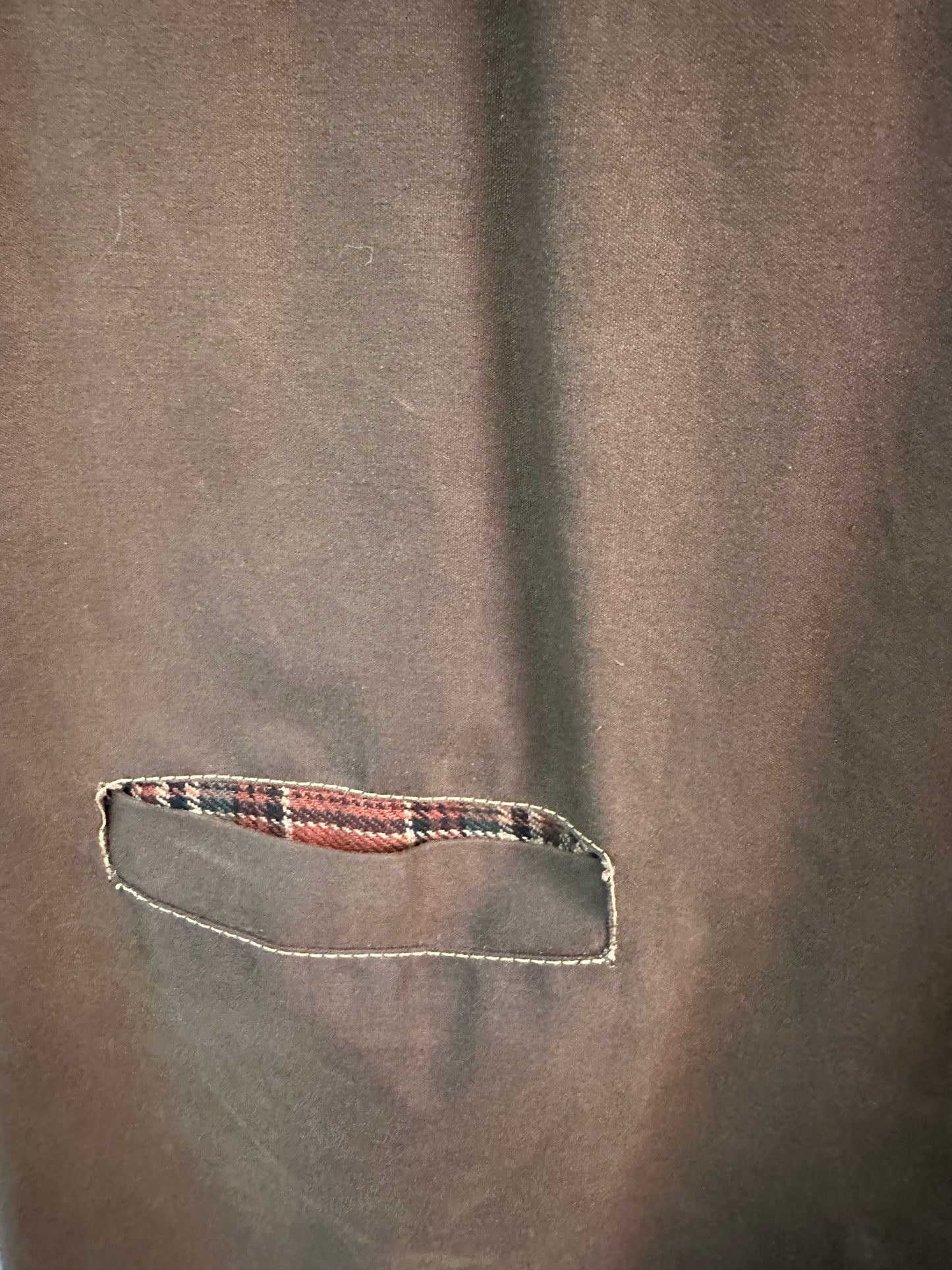 Vintage Klug Oilskin Vest – Brown with Tartan Lining – Size M