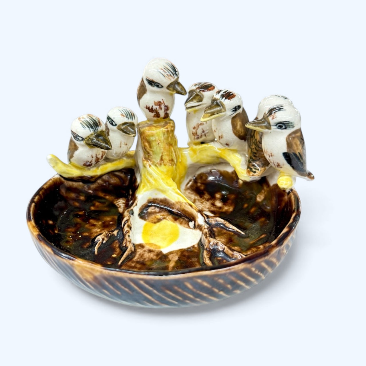 7 kookaburras dish bowl,hand made in Japan,home decor