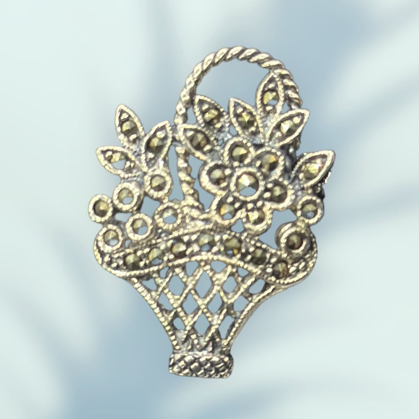 1950s 925 Sterling Silver Marcasite Brooch