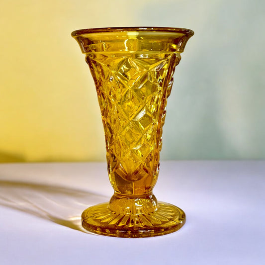 Cut Glass Amber Vase