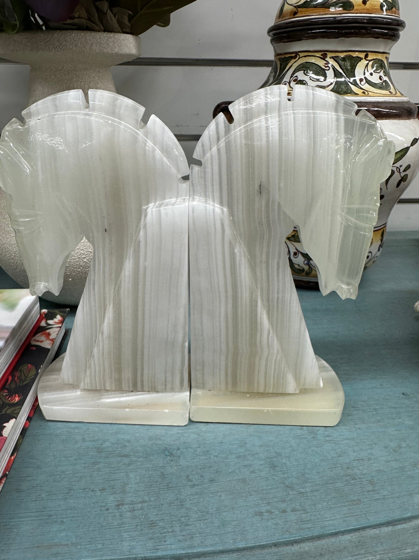 Onyx Horsehead Bookends