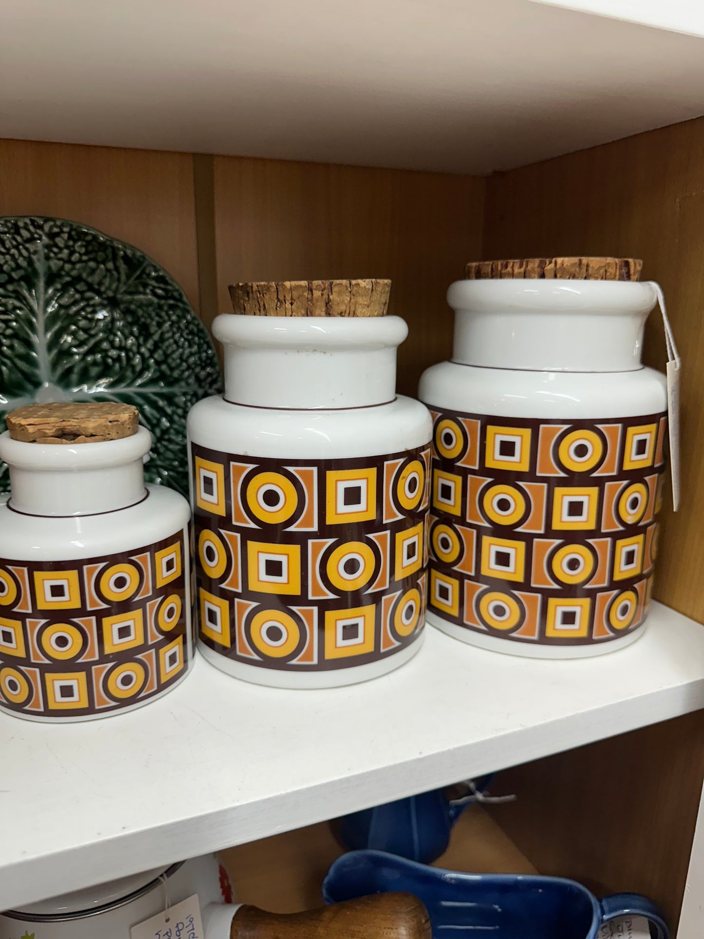 Set of 3 1960s Cannisters with Cork Lids